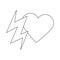 heart love with thunderbolt isolated icon