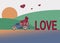 Heart in love truck with love text