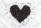Heart made of Black Earl gray tea leaves