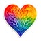 Heart made of colorful rainbow splashes isolated on white background