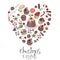 Heart made of different christmas winter desserts, sweets and food. Design template for restaurant and cafe menu