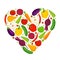 Heart made of fruits and vegetables