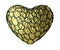 Heart made of Golden shining metallic 3D with black cage isolated on white