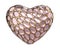 Heart made of golden shining metallic 3D with pink glass isolated on white background.