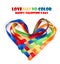 Heart made of intertwined colored ribbons