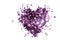 Heart made of purple sparkles on a white background