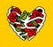 Heart made of ribs and flowers. Love of bones and roses. Heart Shaped Rib Cage Rose. Tattoo symbol