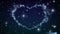 Heart made of twinkling Stars in the Beautiful night sky. Particles and Sparks in Heart Shape. HD 1080