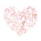 Heart made up of little hand drawn pink hearts