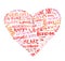 Heart made of words Love, vector illustration.