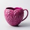 Heart Magenta 3d Printed Mug With Leaf Patterns