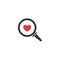 heart in a magnifying glass. search love. vector symbol