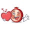 With heart mascot half of fresh pomegranate fruits