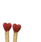 Heart matches near to each other love amor valentines day background isolated