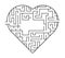 Heart maze illustration. find out of love concept. vector stock.