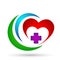 Heart medical clinic cross happy healthy family human logo on white background