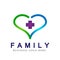 Heart medical clinic cross happy healthy family logo on white background