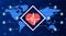 Heart medical icon with cardio on world map connecting system with other people, on technology background 3d