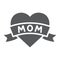 Heart with mom inscription glyph icon, love and mother, love mom tatoo sign, vector graphics, a solid pattern on a white