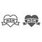 Heart with mom inscription line and glyph icon, love and mother, love mom tatoo sign, vector graphics, a linear pattern