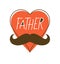 Heart with mustaches father funny symbol vector icon, father day concept greeting card trendy minimal style.