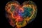 heart nebula with swirling colors and patterns, highlighted by nearby star