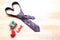 Heart necktie and gift box with ribbon and handmade crochet hear