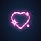 Heart neon icon. Illuminated romantic symbol. Shop sign, button for love chat, element for holiday Valentines day