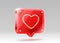 Heart neon like icon, sign follower 3d banner, love post social media. Vector