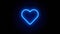 Heart neon sign appear in center and disappear after some time. Loop animation of blue neon symbol