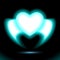 Heart neon with wings, blue glow radiant effect of love with space for Valentines day. Decorative holiday design, night romance
