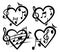 Heart with notes. Vector illustration of heart music. Black and white drawing for music lover. Tattoo.