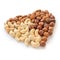 Heart nut. Cashew, almond hazelnut. Healthy vegetarian food.