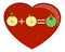 Heart and one half apples
