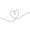 Heart one line drawing symbol. Vector minimalist design isolated on white background