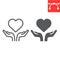 Heart in open hands line and glyph icon, lgbt and heart, free love sign vector graphics, editable stroke linear icon