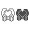 Heart in open hands line and glyph icon. Love in arms vector illustration isolated on white. Help outline style design