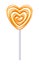 Heart orange lollipop candy vector illustration.