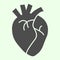 Heart organ solid icon. Realistic human heart glyph style pictogram on white background. Anatomy and organs signs for
