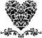 Heart ornate silhouette. Love design for laser cut. Tattoo style.