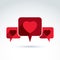 Heart over the speech bubbles icon, vector conceptual