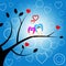 Heart Owls Indicates Valentine Day And Environment