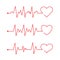 Heart pace line with heart shape. Cardiology clinic logo. Abstract ECG heartbeat line. Valentines day design.