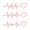 Heart pace line with heart shape. Cardiology clinic logo. Abstract ECG heartbeat line. Valentines day design.