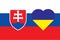 A heart painted in the colors of the flag of Ukraine on the flag of Slovakia. Illustration of a blue and yellow heart on the