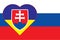 A heart painted in the colors of the flag of Ukraine on the flag of Slovakia. Illustration of a blue and yellow heart on the