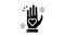 heart on palm glyph icon animation