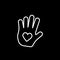 Heart in palm line icon