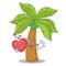 With heart palm tree character cartoon