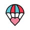 Heart at parachute vector, Valentine and love related filled outline icon